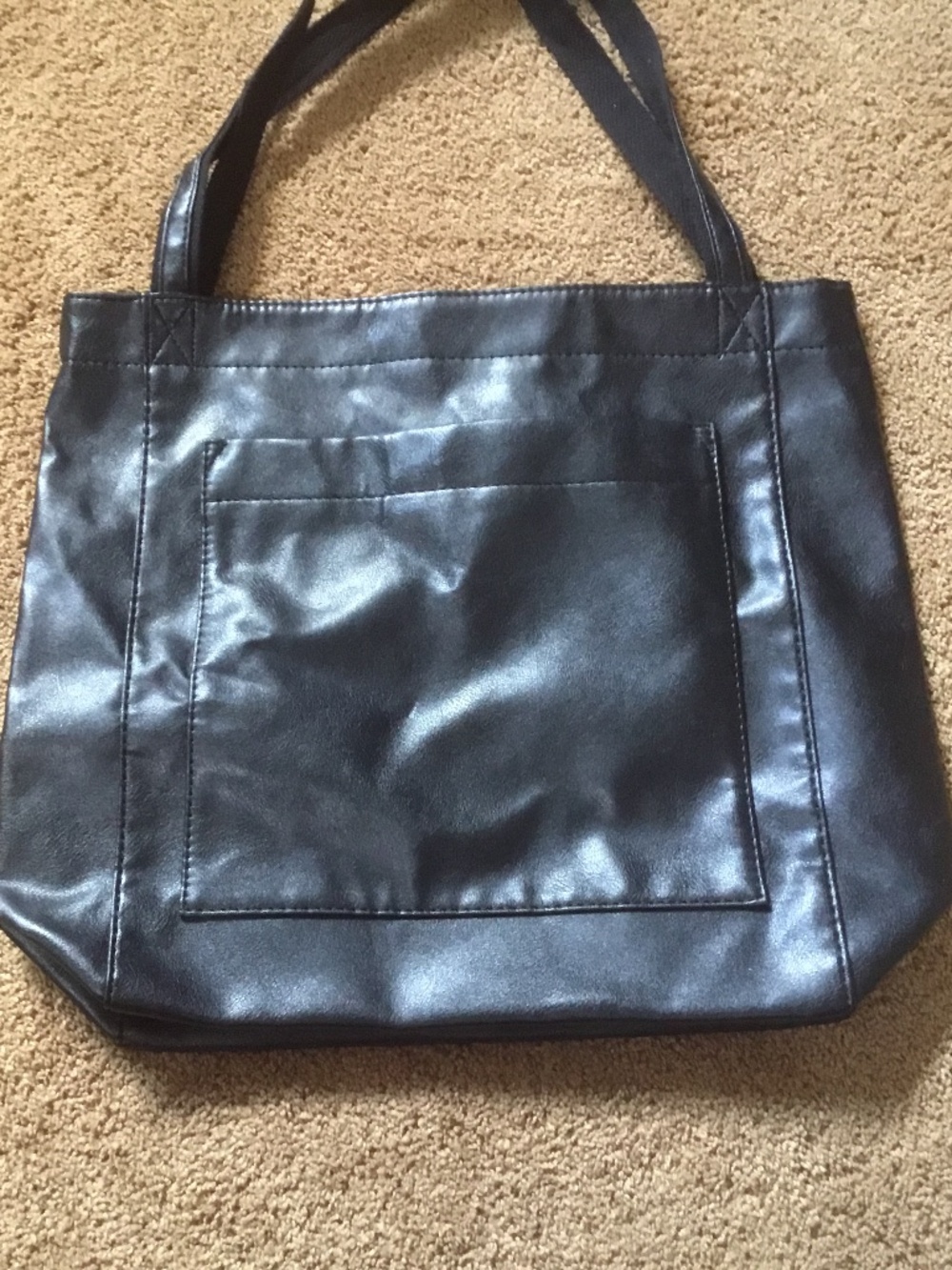 Nicole & Doris Shoulder Tote (Black) PU Leather Outside Pocket /Zip Pocket inner